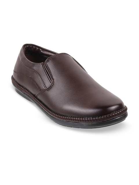 

WALKWAY by Metro Men Brown Solid Formal Slip-Ons