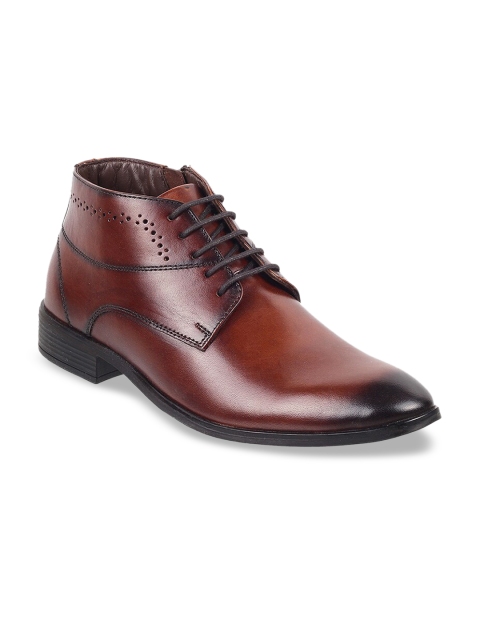 

Metro Men Brown Solid Leather Formal Boots