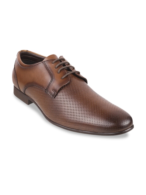 

Metro Men Brown Leather Textured Formal Derbys