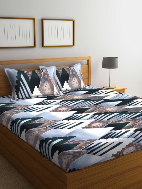 

Arrabi Multicoloured 300 TC King Bedsheet With 2 Pillow Covers, Multi