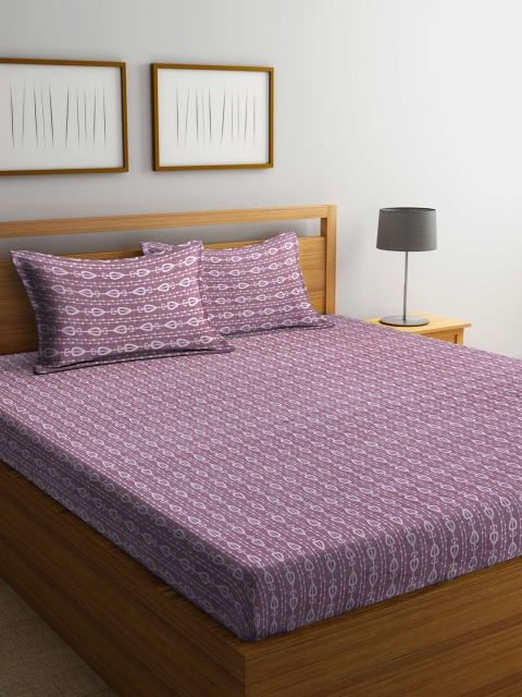 

Arrabi Lavender & White 300 TC Cotton Super King Bedsheet With 2 Pillow Covers