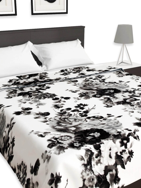

Home Centre White & Black Floral Summer 650 GSM Double Bed Blanket