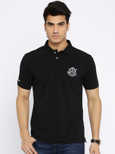 

Solly Jeans Co. by Allen Solly Men Black Solid Polo T-Shirt