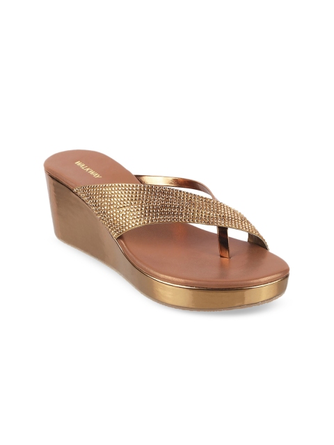 

WALKWAY Gold-Toned Textured Wedge Sandals