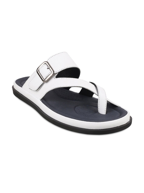

Metro Men White & Black Synthetic Daily Comfort Sandals With Buckle Detailing