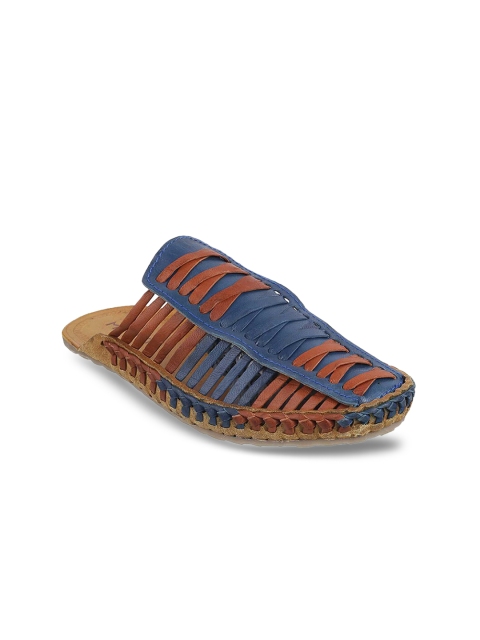 

Metro Men Tan & Blue Leather Clogs Sandals