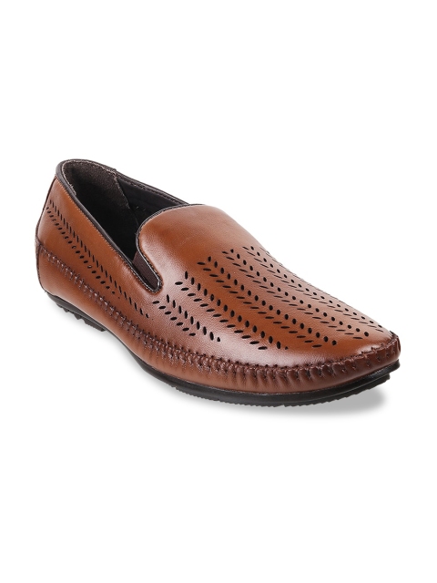 

Metro Men Tan Perforations Leather Slip-On