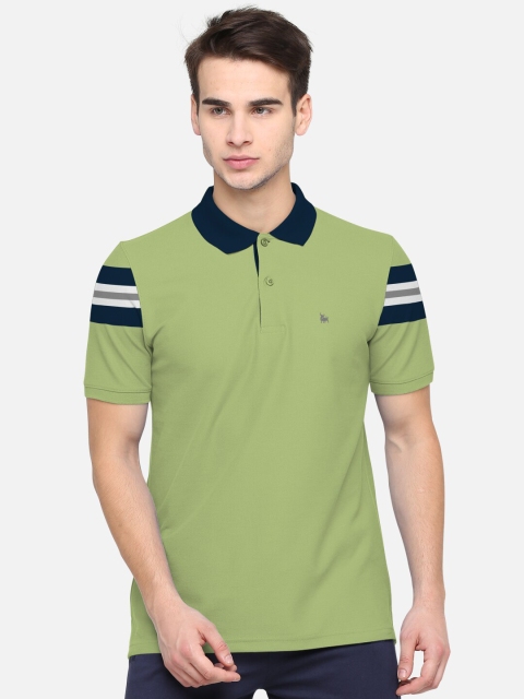 

BULLMER Men Green & Navy Blue Colourblocked Polo Collar T-shirt