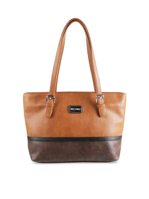 

WALKWAY Tan and Brown Colourblocked Structured Shoulder Bag