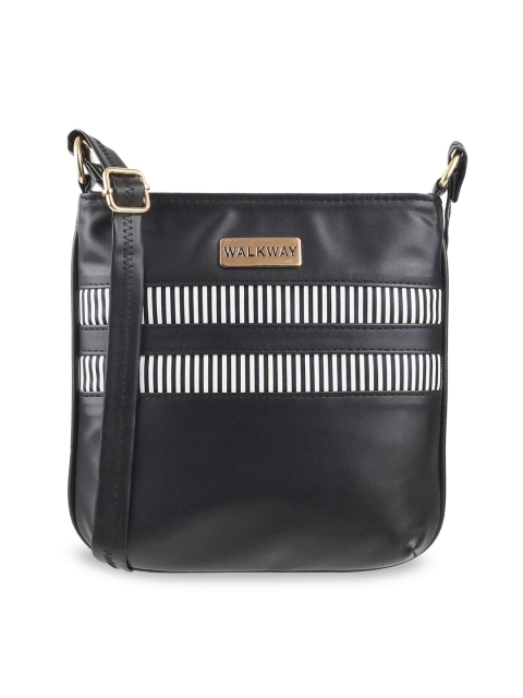 

WALKWAY Black Striped Structured Sling Bag