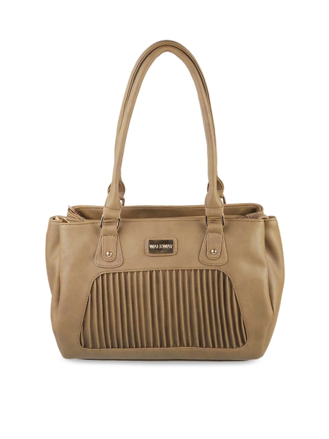 

WALKWAY Khaki Structured Shoulder Bag with Pleats