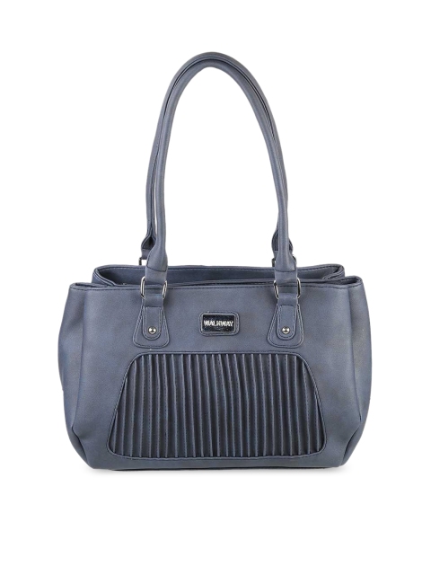 

WALKWAY Blue Structured Shoulder Bag with Pleats