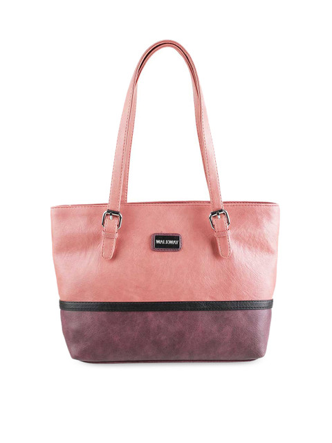 

WALKWAY Pink and Brown Colourblocked Structured Shoulder Bag
