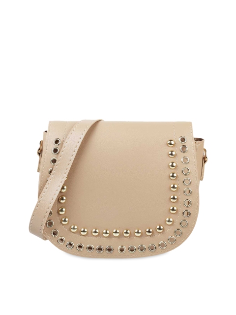 

WALKWAY Beige Embellished Half Moon Sling Bag