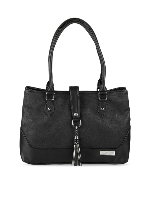 

WALKWAY Black Structured Shoulder Bag with Tasselled