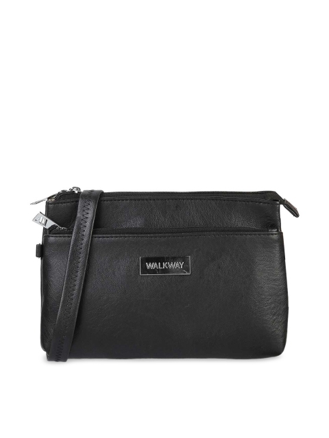

WALKWAY Black Solid Structured Sling Bag