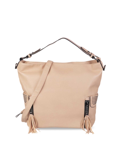 

WALKWAY Khaki Solid Shopper Hobo Bag with Tasselled