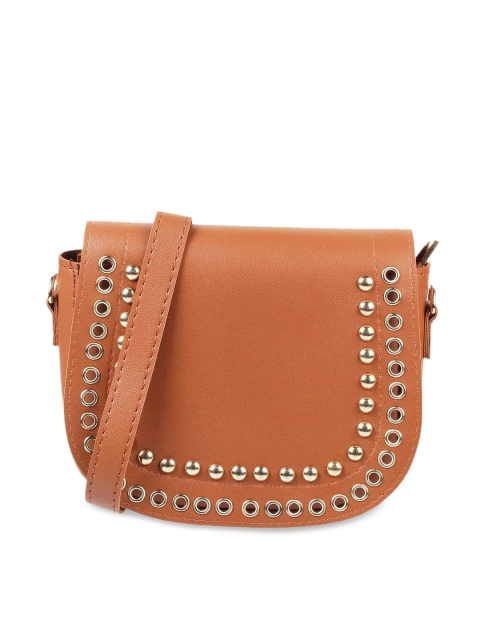 

WALKWAY by Metro Brown Embellished Half Moon Sling Bag