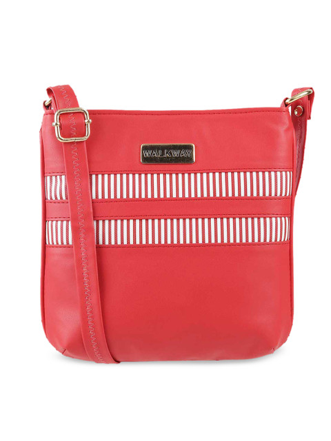 

WALKWAY Red Striped Structured Sling Bag