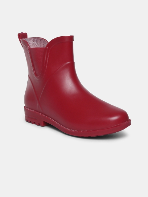 

20Dresses Women Red Solid Chelsea Slip-On Flat Boots
