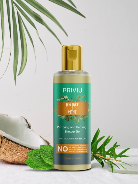 

PRIVIU Unisex Natural Body Wash Pepper Mint & Tea Tree Moisturizing Shower Gel, Transparent