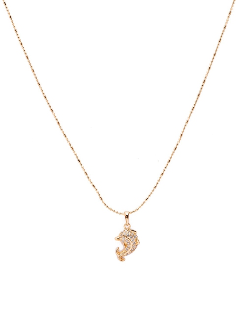 

Globus Gold-Plated White CZ-Studded Pendant With Chain