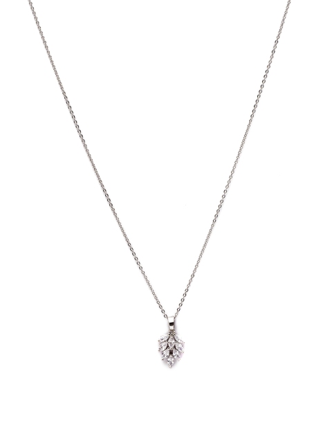 

Globus Silver-Plated & White CZ-Studded Pendent With Chain