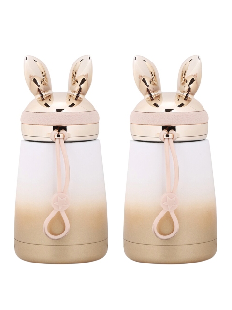 

POKORY Kids Gold-Coloured & White Solid Stainless Steel Water Bottle 300ML