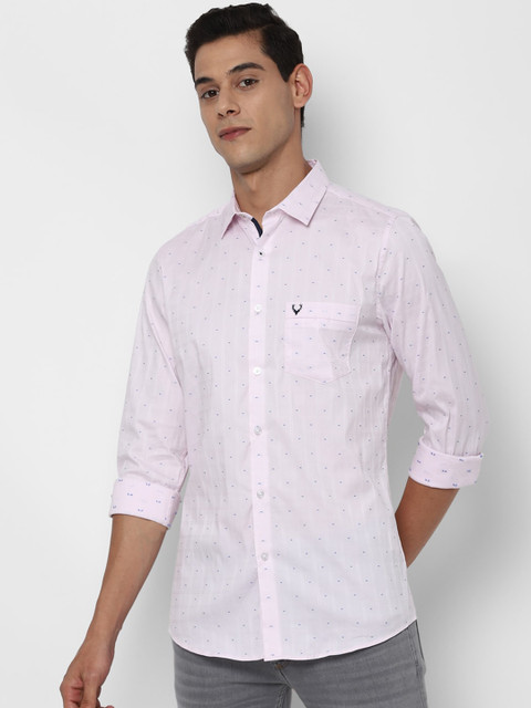 

Allen Solly Men Pink Slim Fit Opaque Printed Casual Shirt