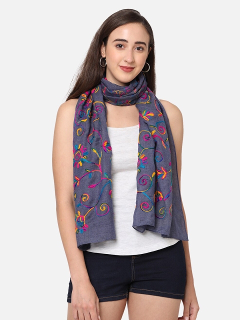 

Get Wrapped Women Purple & Yellow Embroidered Scarf