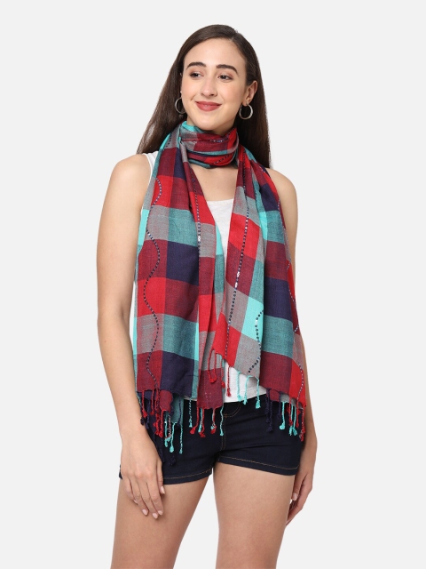 

Get Wrapped Women Multicoloured & Navy Blue Checked Scarf, Multi