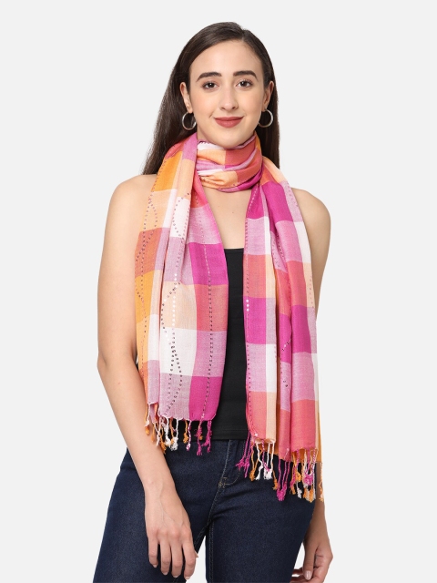 

Get Wrapped Women Pink & Orange Checked Scarf