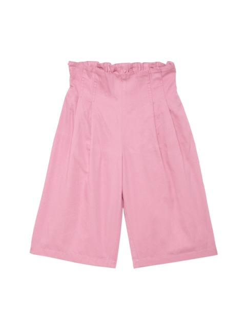 

UNDER FOURTEEN ONLY Girls Pink Pleated Cotton Culottes