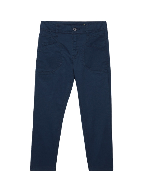 

UNDER FOURTEEN ONLY Boys Navy Blue Slim Fit Trousers