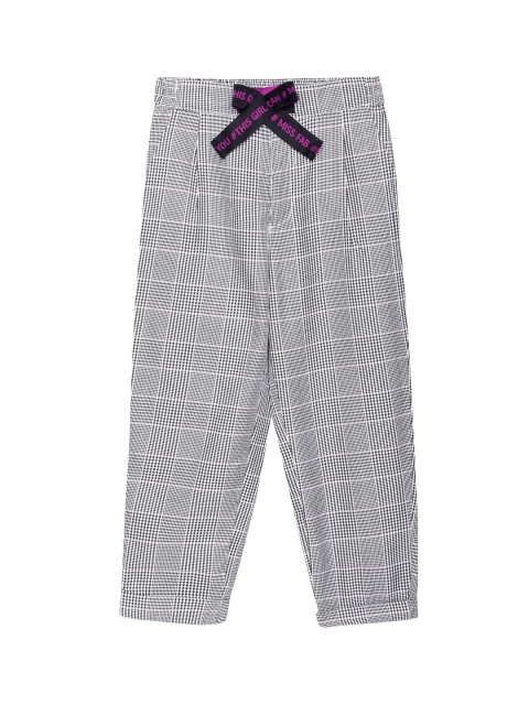 

UNDER FOURTEEN ONLY Girls Grey & White Checked Trousers