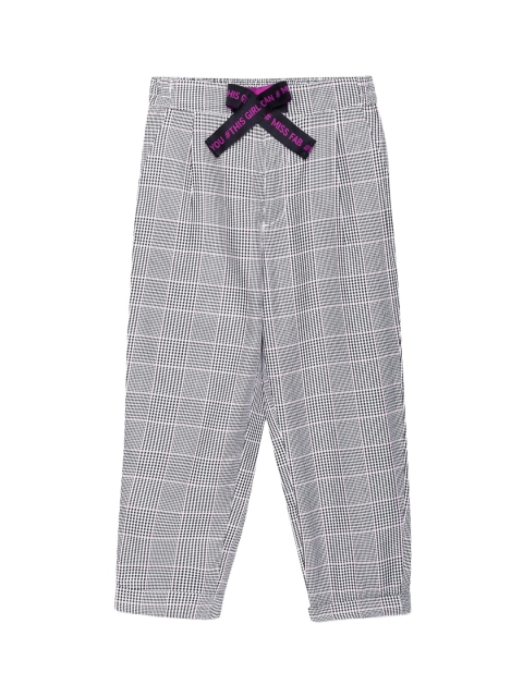

UNDER FOURTEEN ONLY Girls Grey & White Checked Trousers