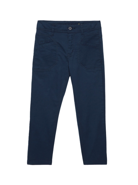 

UNDER FOURTEEN ONLY Boys Navy Blue Slim Fit Trousers