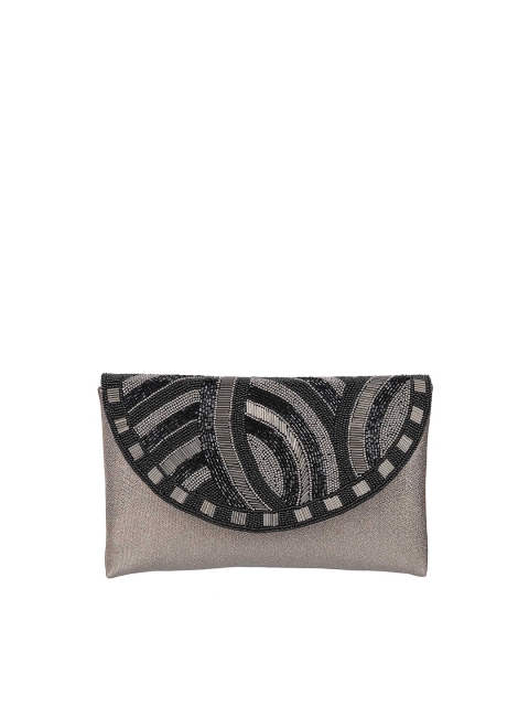 

Metro Women Grey & Black Embellished Envelope