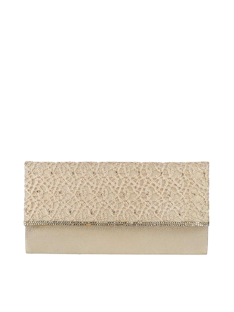 

Metro Women Beige & Gold Embellished Envelope Clutch