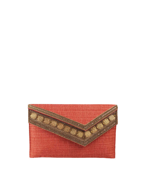 

Metro Women Orange & Gold Embellished Clutch