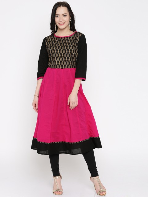 

Vishudh Women Pink Yoke Anarkali Kurta