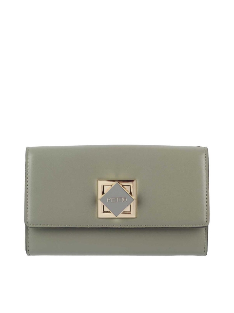 

Metro Women Olive Green & Gold-Toned Envelope Clutch