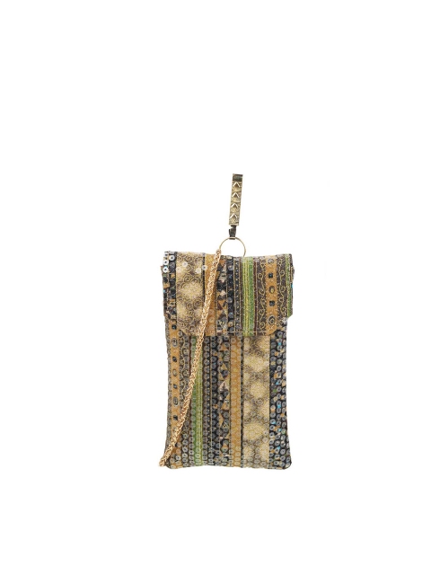 

Metro Gold-Toned & Multicoloured Embellished Purse Clutch
