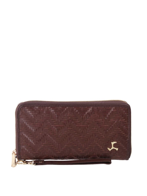 

Mochi Women Brown Self Design Zip Around Wallet