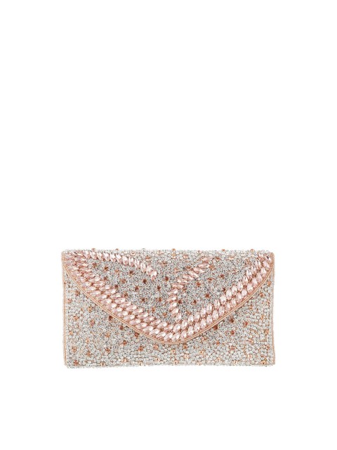 

Mochi Gold-Toned & Rose Gold Embellished Envelope Clutch