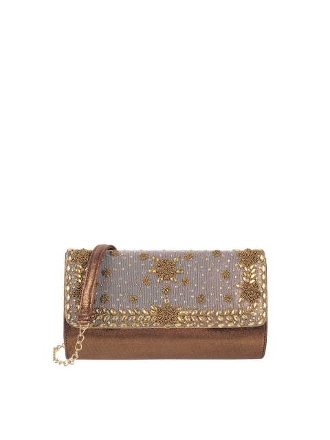 

Mochi Women Gold-Toned & Bronze-Toned Embellished Envelope Clutch