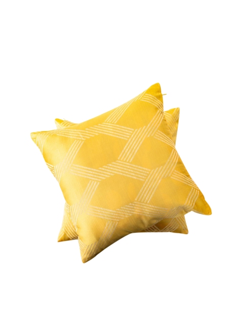 

Home Centre Yellow Set of 2 Geometric Printed Cotton Square Cushion Covers