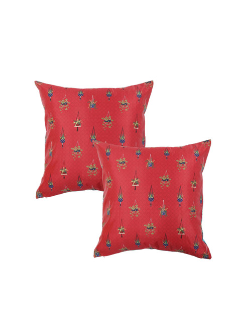 

Home Centre Red & Green Set of 2 Floral Printed Square Cushion Covers
