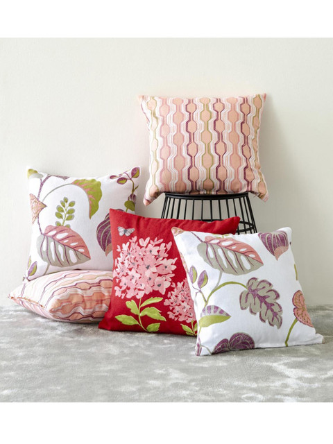 

Home Centre Red & White Set of 5 Floral Printed Cotton Square Cushion Covers
