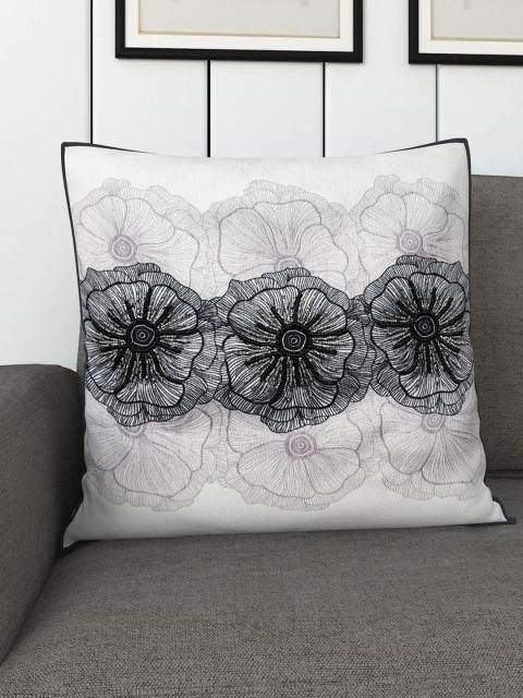

Home Centre Off White & Black Floral Embellished Square Cushion Cover